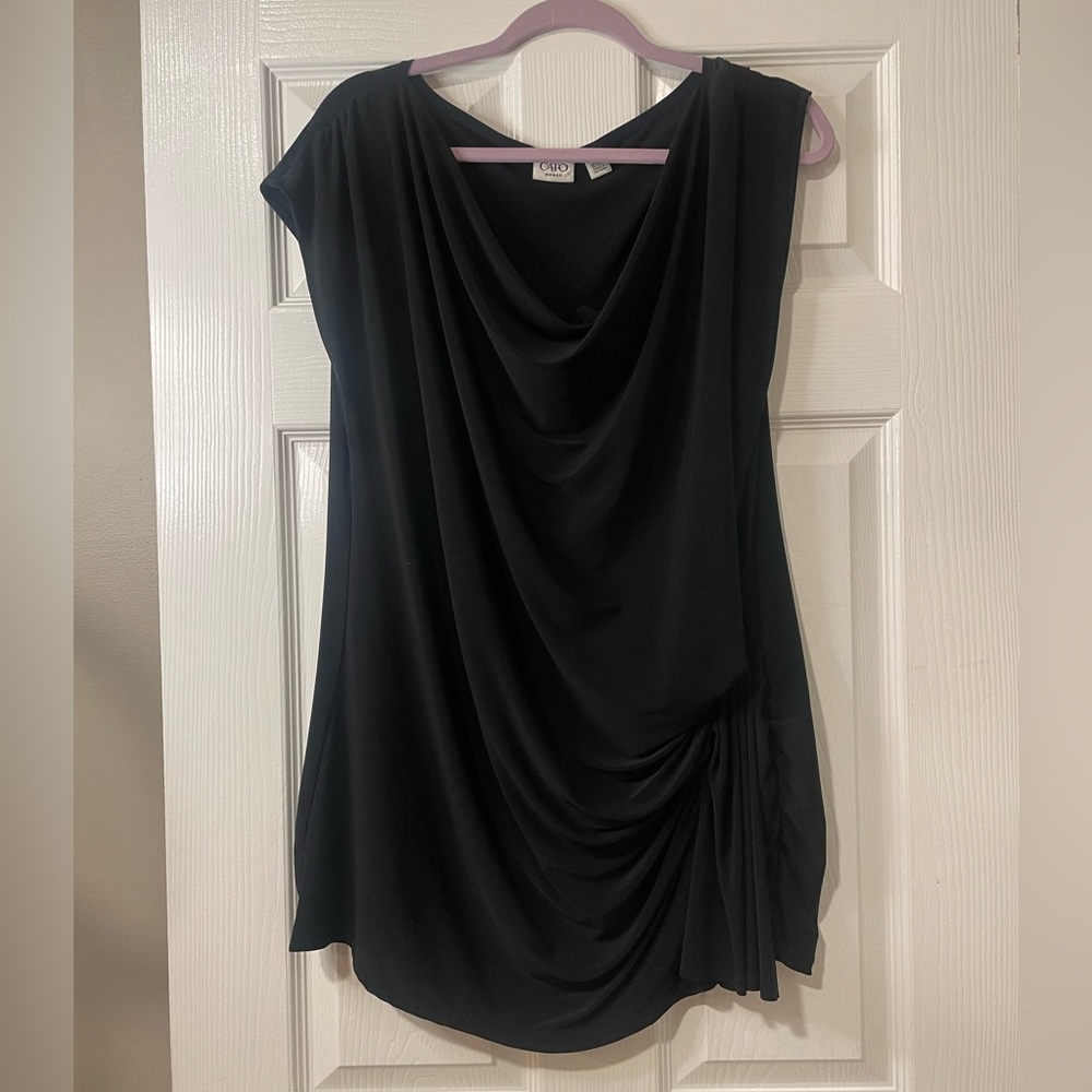 Cato black blouse size 18/20 cute ruching and a side ruffle. X23 - Picture 2 of 3